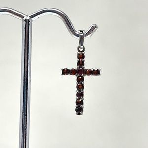 Sterling Silver & Garnet Cross Pendant